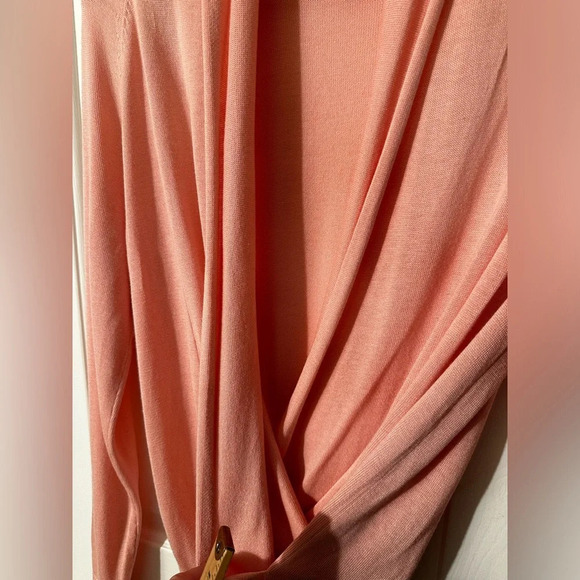 ETCETERA Anthropologie Ballet Pink SILK Blend Wrap Lightweight Sweater S CLEAN! - Picture 10 of 12